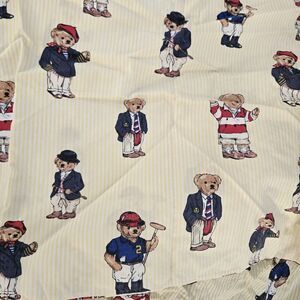 Vintage Ralph Lauren Polo Teddy Bear Striped Twin 2pc Sheet Set